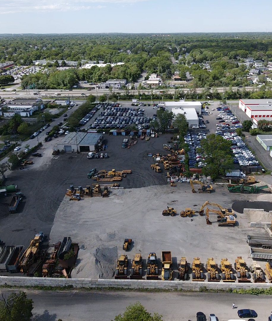 Fenced industrial outdoor storage yard on Long Island